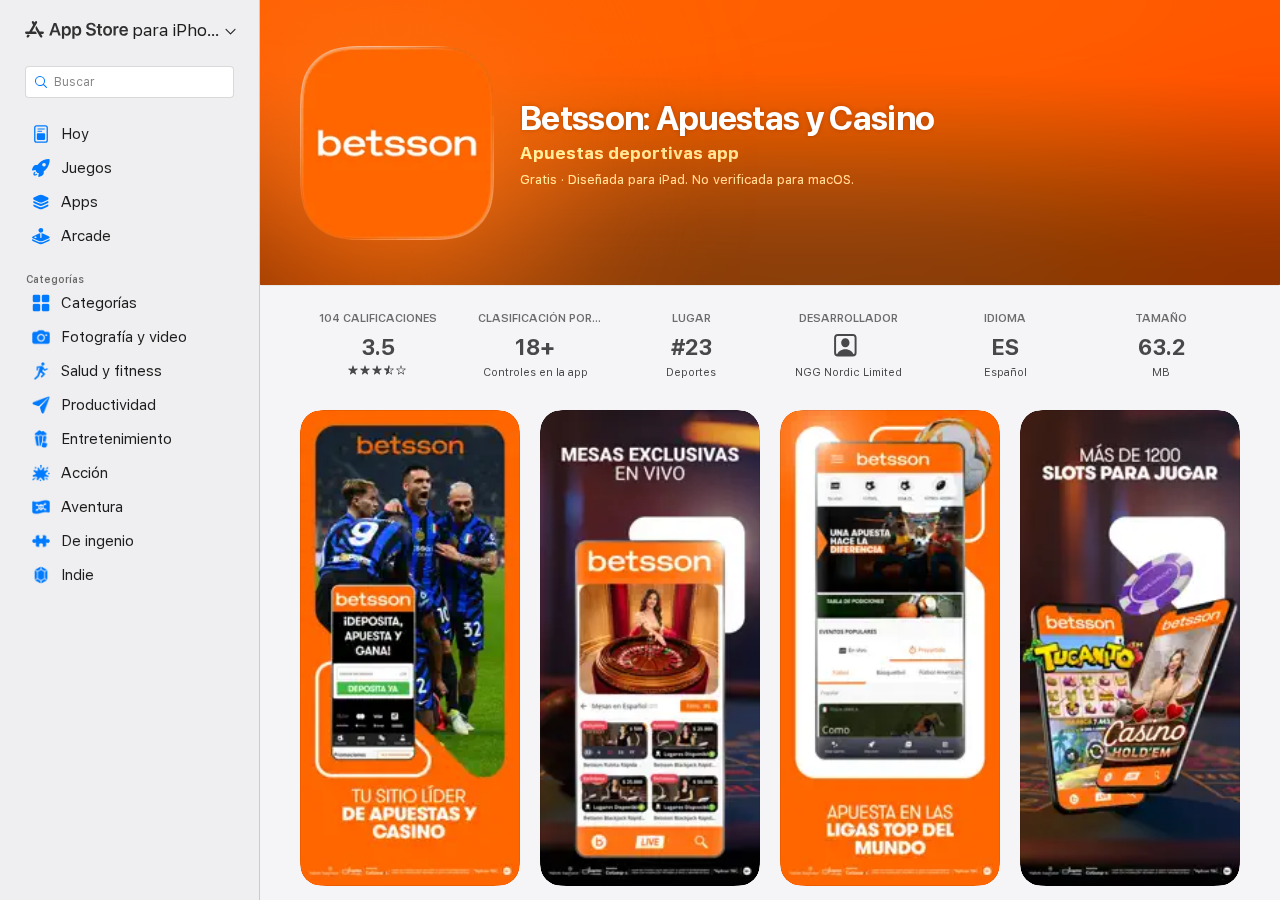 Aplicación Betsson Apuestas y Casino en App Store Colombia